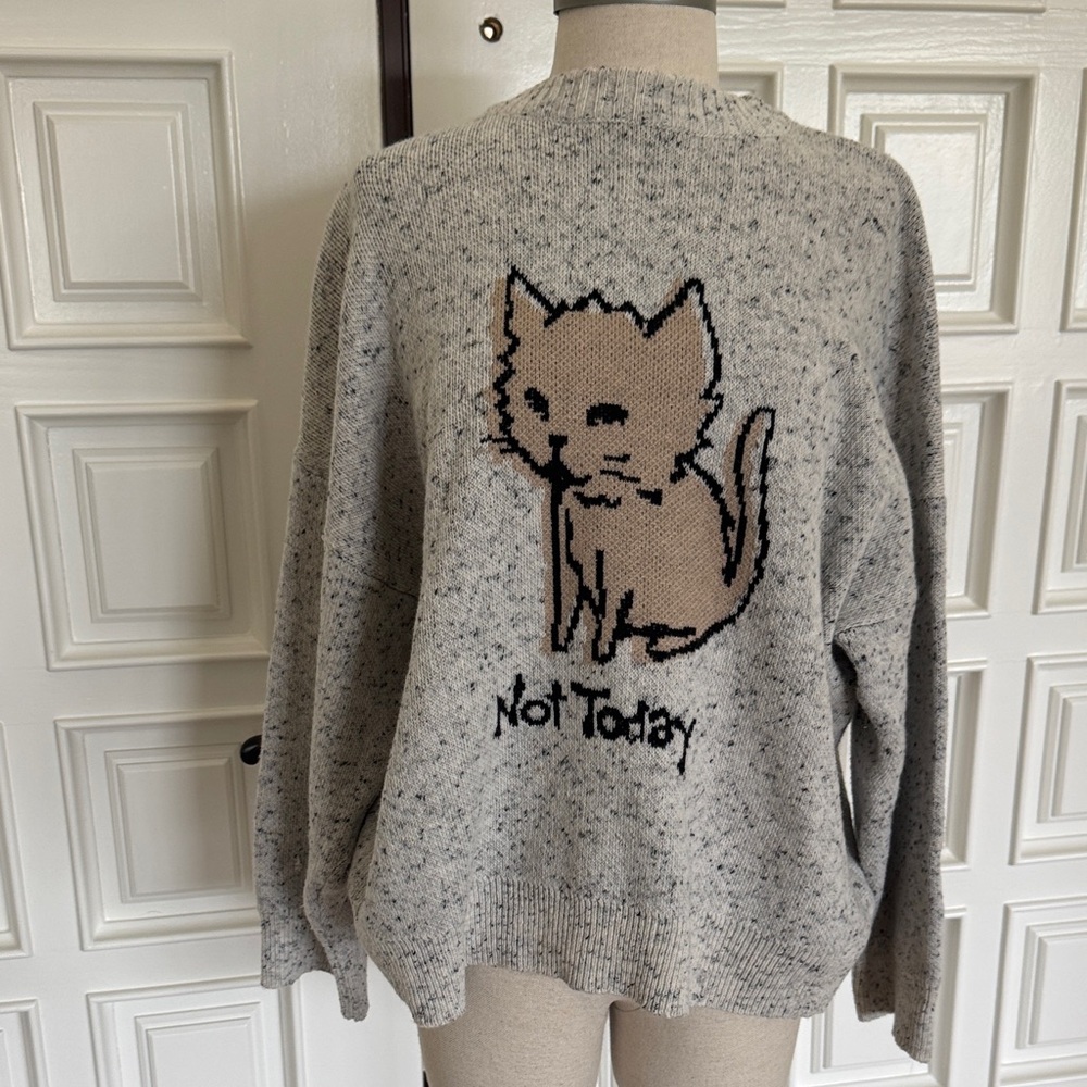 ECRU Not Today Cat Crewneck Sweater